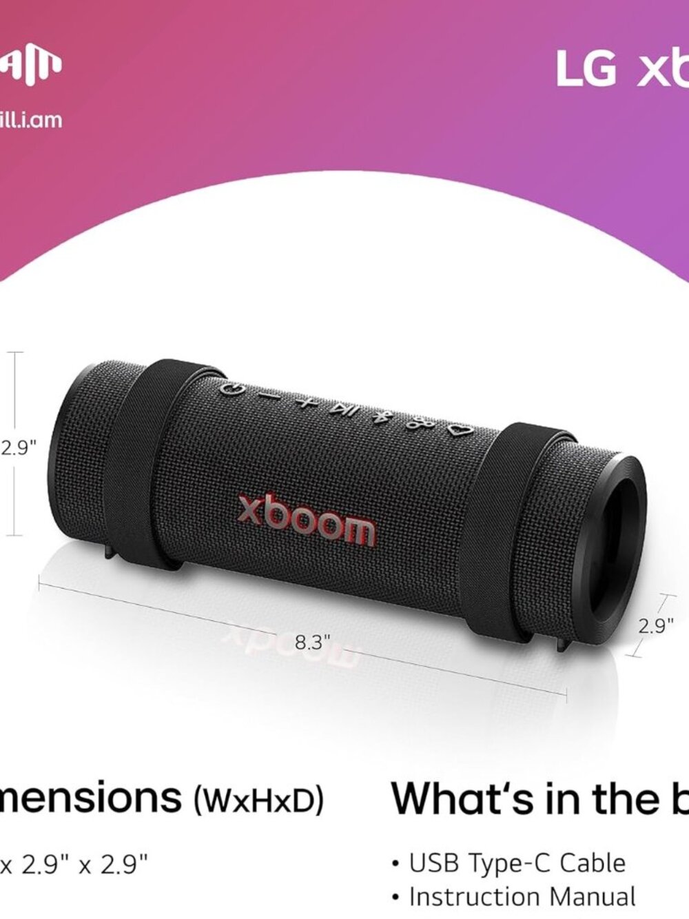 LG Xboom Grab Core by will.i.am, Portable Outdoor Bluetooth Speaker, NEW SEALED
